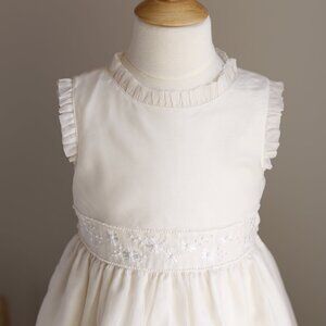 Ivory Silk Organdy & Cotton Linen Dress Flower Girl Special Occasion Size 6x/7